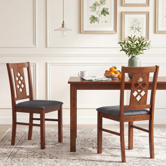 Linen Style Upholstered Kitchen Chairs with Wood Frames Set of 2-Cherry