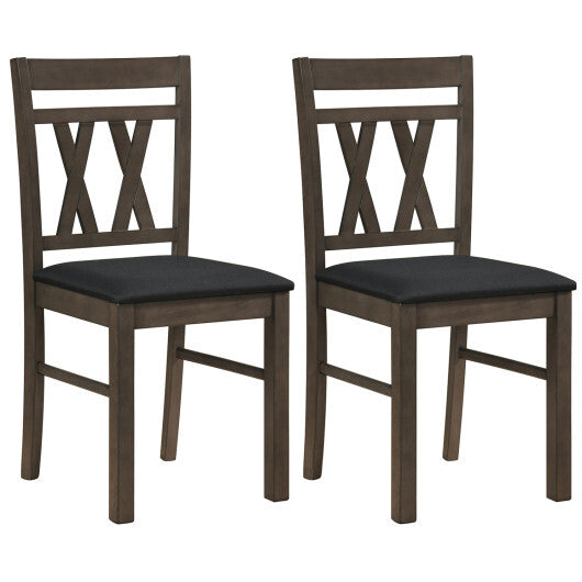 Set of 2 Modern Linen Style Upholstered Kitchen Chairs-Gray