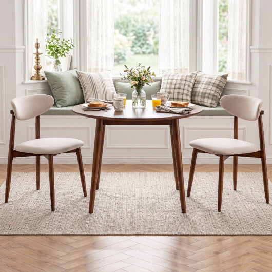 Set of 2 Fabric Upholstered Dining Chairs with Curved Backs-Gray