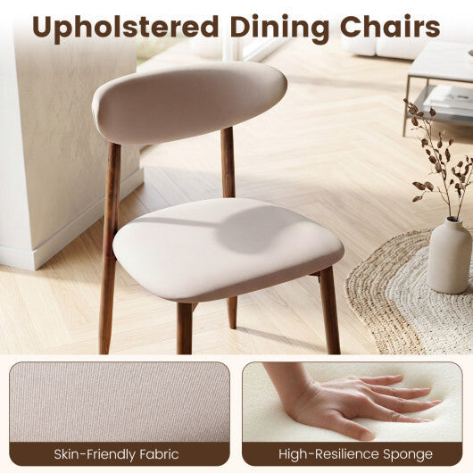Set of 2 Fabric Upholstered Dining Chairs with Curved Backs-Gray