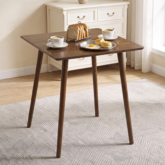 27.5 Inch Small Square Wooden Dining Table for 2-4 People Space-Saving Dining Room Table-Walnut