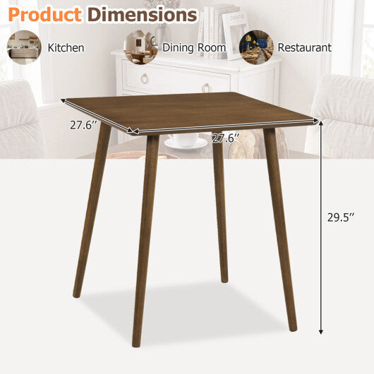 27.5 Inch Small Square Wooden Dining Table for 2-4 People Space-Saving Dining Room Table-Walnut