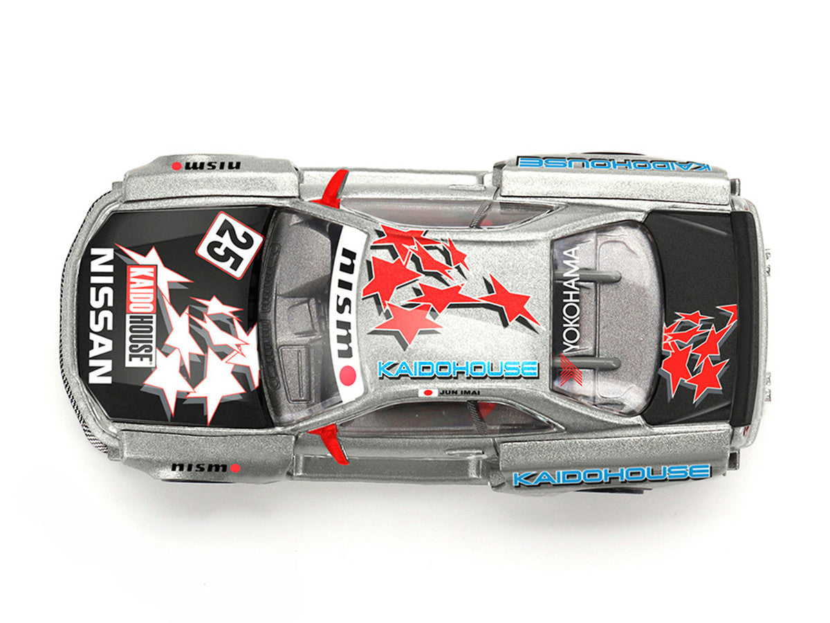 Nissan Skyline GT-R (R34) "Kaido Star Racing V1" RHD (Right Hand Drive) #25 Gray Metallic with Black Hood and Graphics (Designed by Jun Imai) "Kaido House" Special 1/64 Diecast Model Car by Mini GT