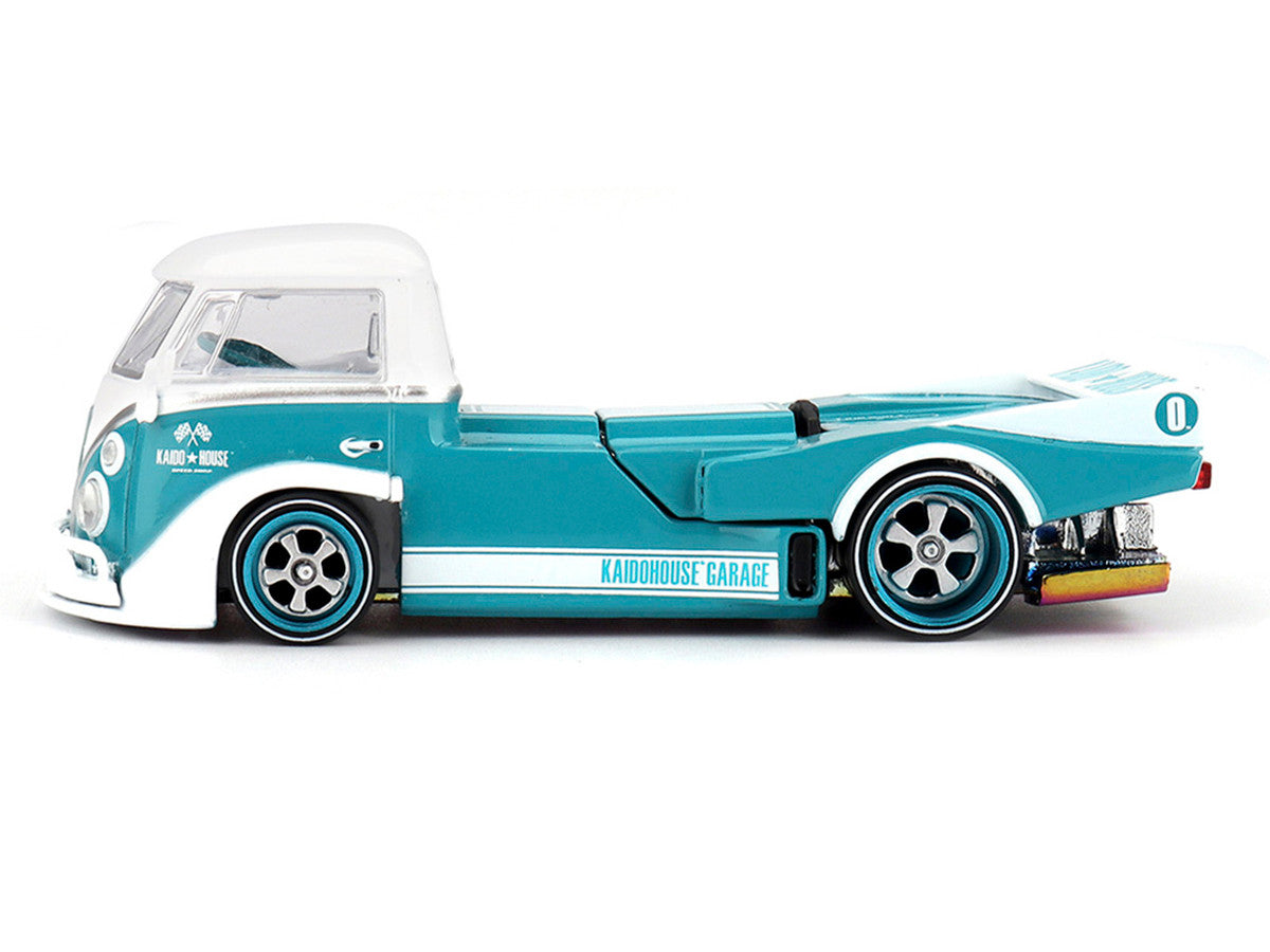 Volkswagen T1 "Kaido Works V1" Truck Turquoise with White Top and Stripes (Designed by Jun Imai) "Kaido House" Special 1/64 Diecast Model Car by Mini GT