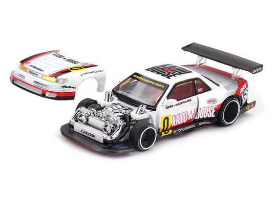 Nissan Silvia S13-R "Circuit Spec V1" RHD (Right Hand Drive) White with Graphics (Designed by Jun Imai) "Kaido House" Special 1/64 Diecast Model Car by Mini GT