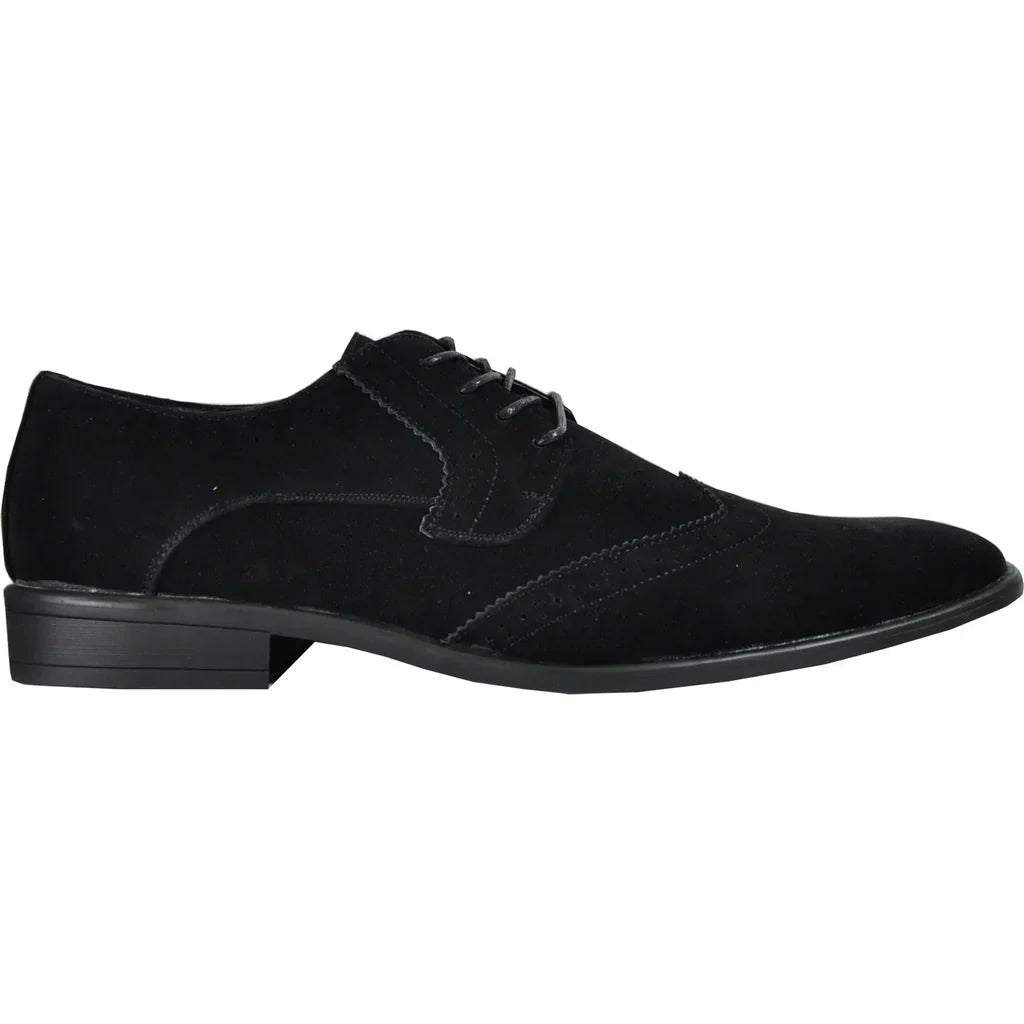 BRAVO Men Dress Shoe KING-3 Wingtip Oxford Shoe Black