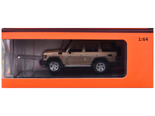 Toyota Land Cruiser (J76) Gold Metallic 1/64 Diecast Model Car by GCD