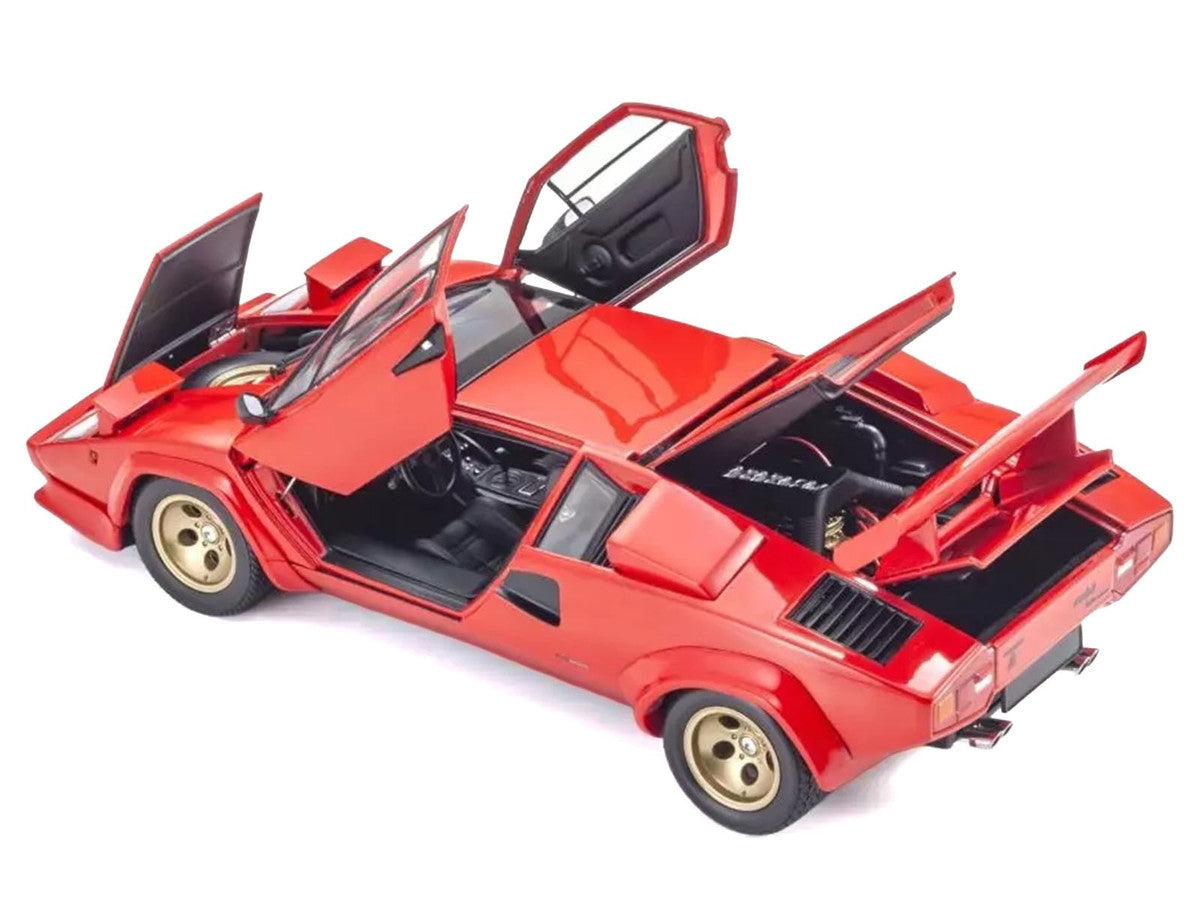 Lamborghini Countach LP 5000 Quattrovalvole Red with Gold Wheels 1/18 Diecast Model Car by Kyosho