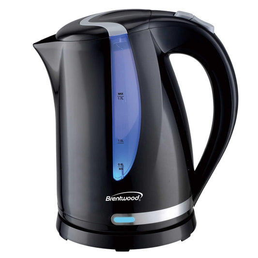 Brentwood 1.7L 1100W 360 Cordless Electric Kettle in Black with Concealed Stainless Steel Heating Element