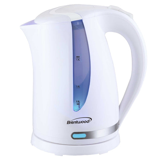 Brentwood 1.7L 1100W 360 Cordless Electric Kettle in White with Concealed Stainless Steel Heating Element
