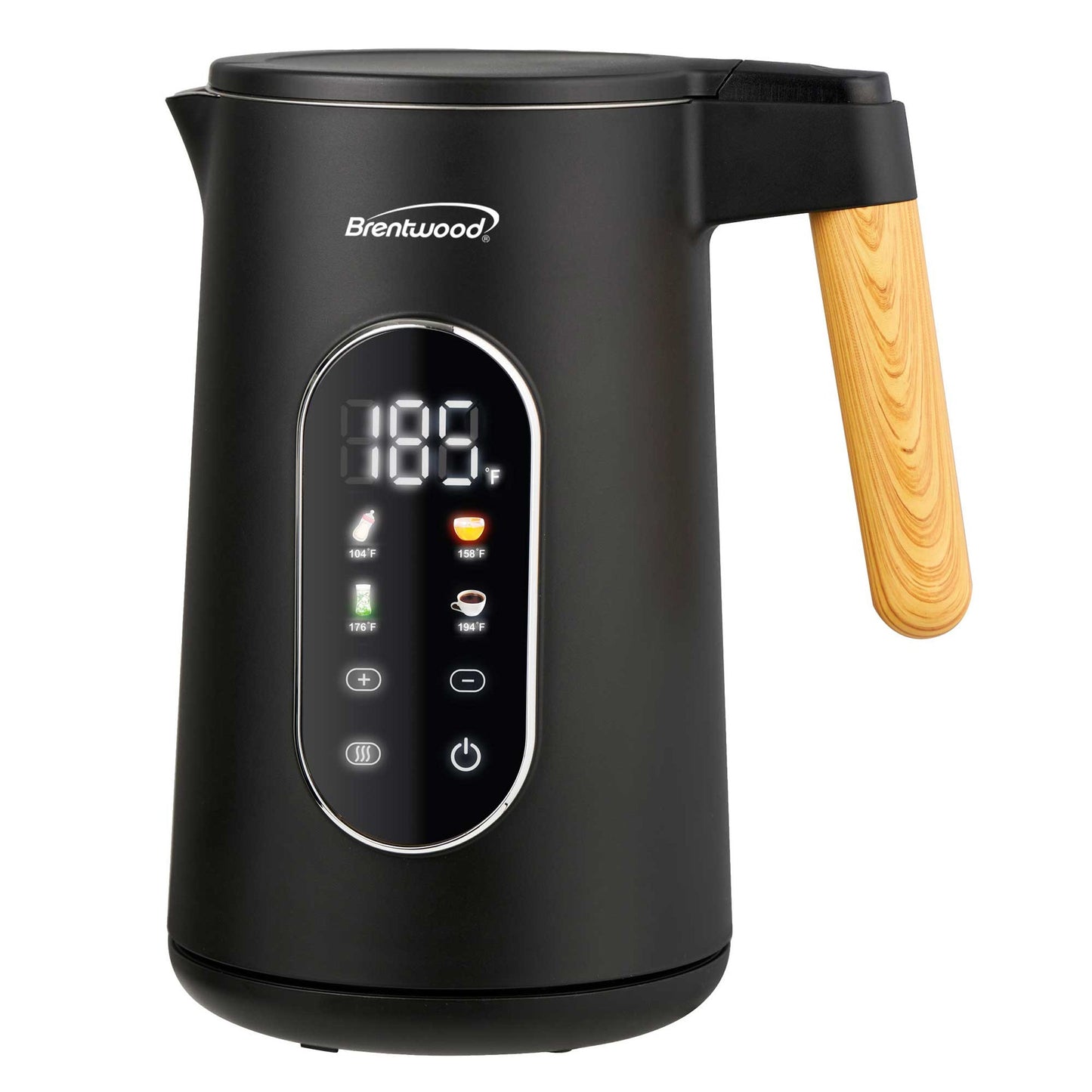 Brentwood 1.7L 1100W Cordless Cool Touch Digital Electric Kettle in Black with Temperature Control