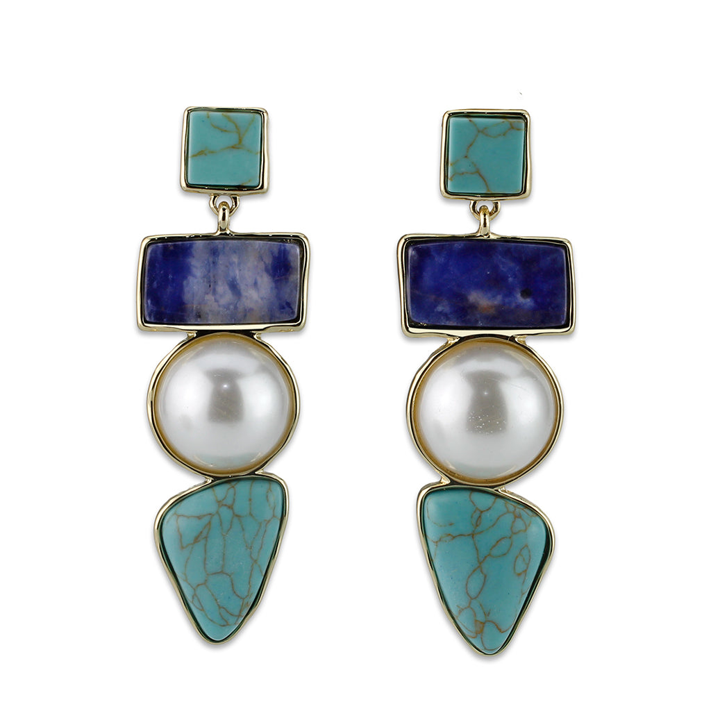 LO4787 - Earring, Brass, Flash Gold, Assorted, MultiColor, N/A