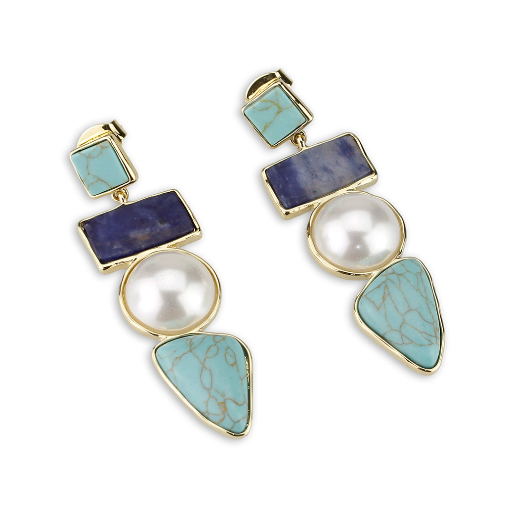 LO4787 - Earring, Brass, Flash Gold, Assorted, MultiColor, N/A