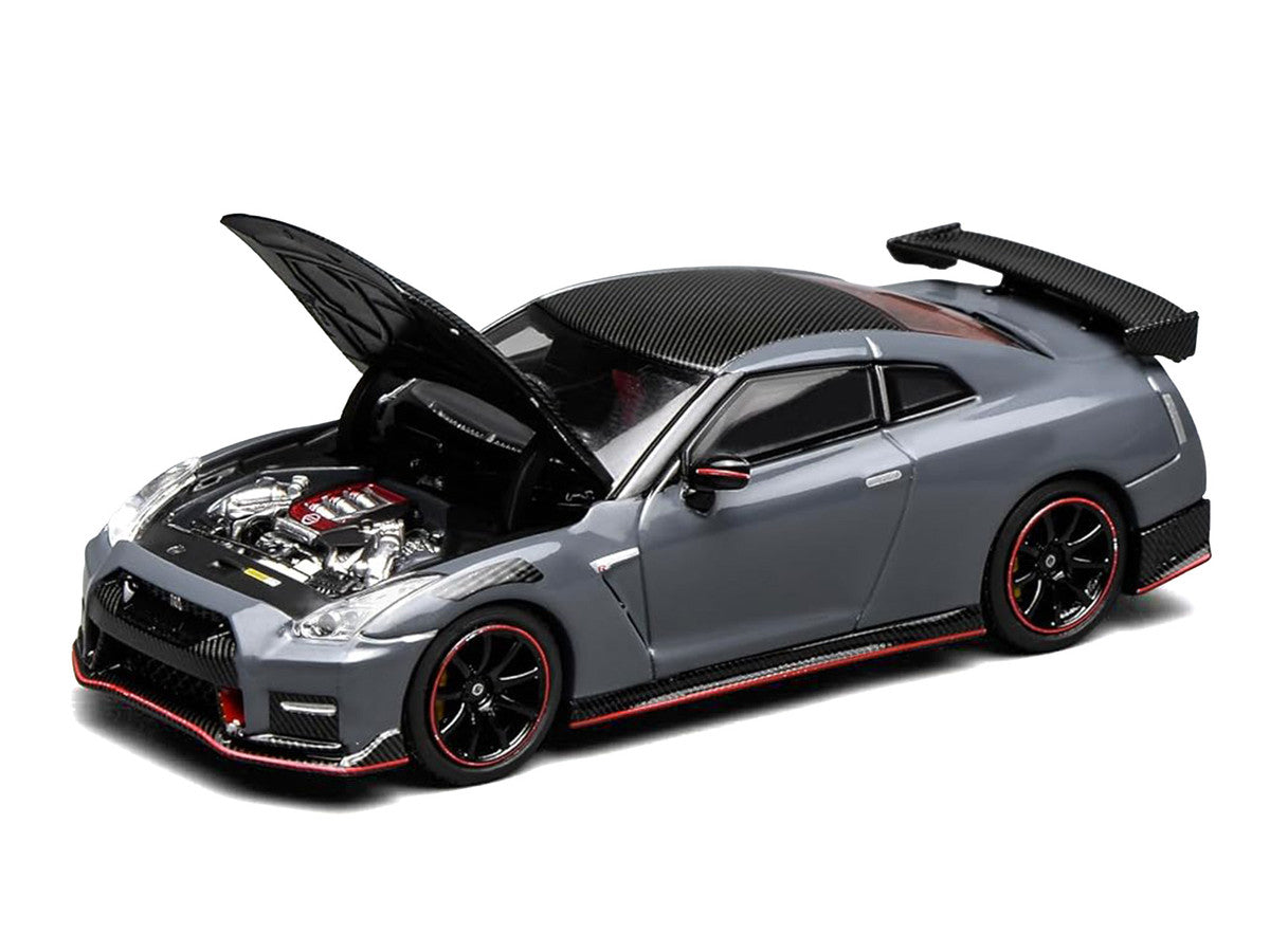2022 Nissan GT-R Nismo (R35) RHD (Right Hand Drive) Stealth Gray with Carbon Hood and Top "Senior 64" Series 1/64 Diecast Model Car by MotorHelix