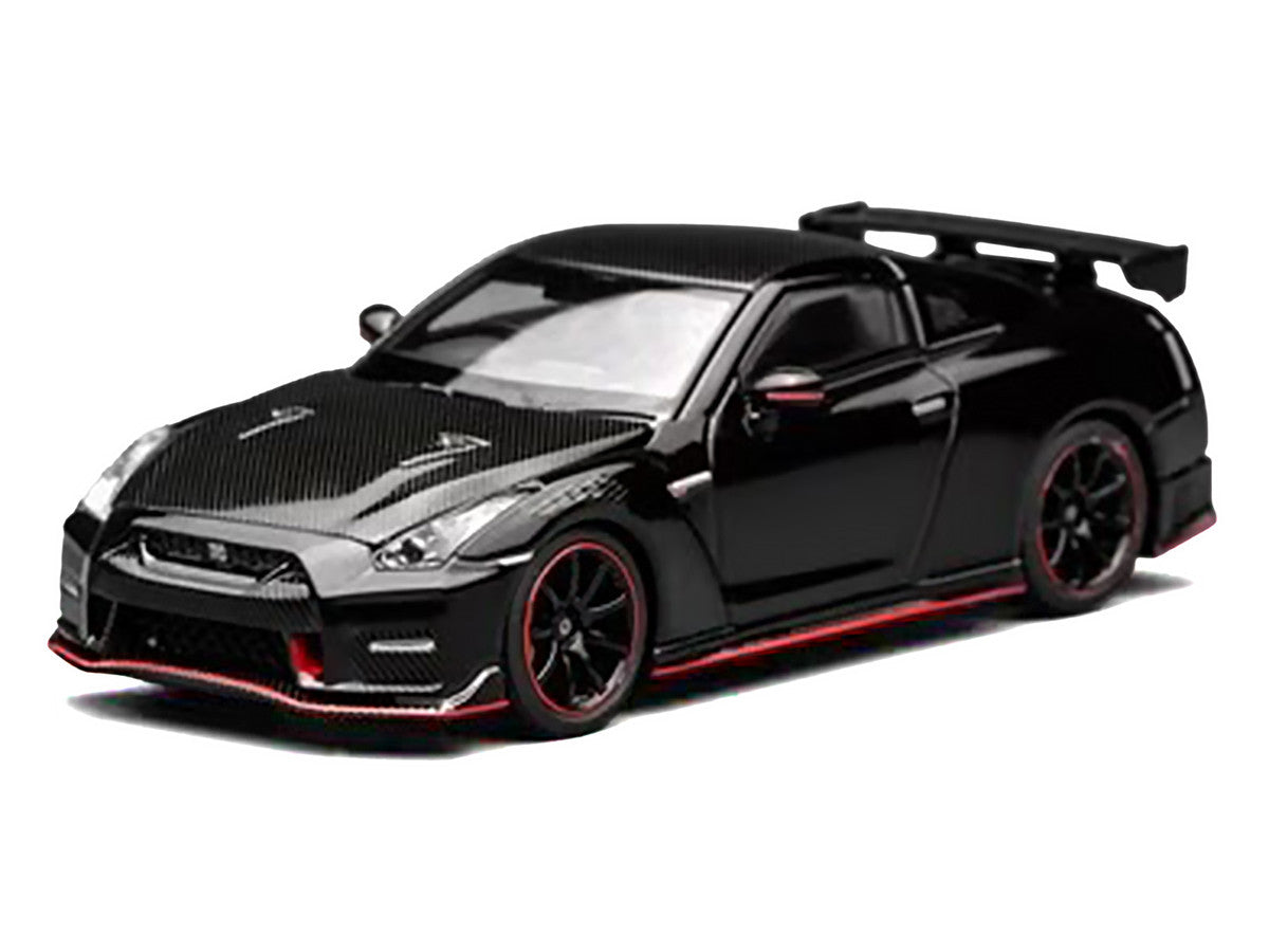 2022 Nissan GT-R Nismo (R35) RHD (Right Hand Drive) Meteor Flake Black Pearl with Carbon Hood and Top "Senior 64" Series 1/64 Diecast Model Car by MotorHelix
