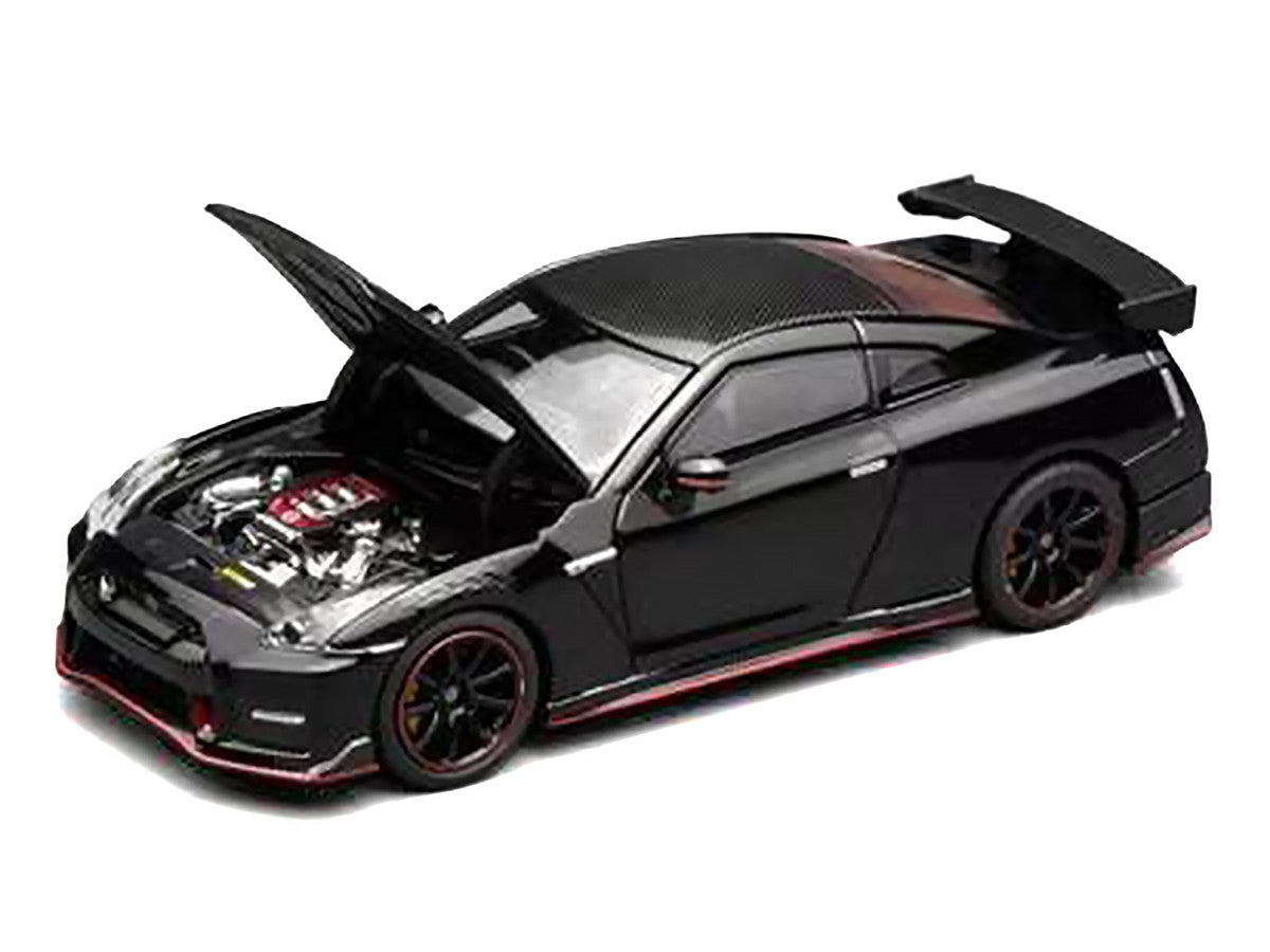 2022 Nissan GT-R Nismo (R35) RHD (Right Hand Drive) Meteor Flake Black Pearl with Carbon Hood and Top "Senior 64" Series 1/64 Diecast Model Car by MotorHelix