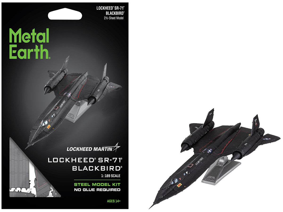 Model Kit Lockheed SR-71 Blackbird Aircraft "United States Air Force" (Moderate Difficulty) Steel Model by Metal Earth