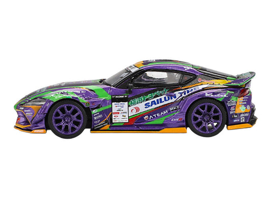 Toyota GR Supra KUHL RHD (Right Hand Drive) #91 Shingo Hatanaka "Evangelion Racing" "D1 Grand Prix" (2021) Limited Edition 1/64 Diecast Model Car by Mini GT
