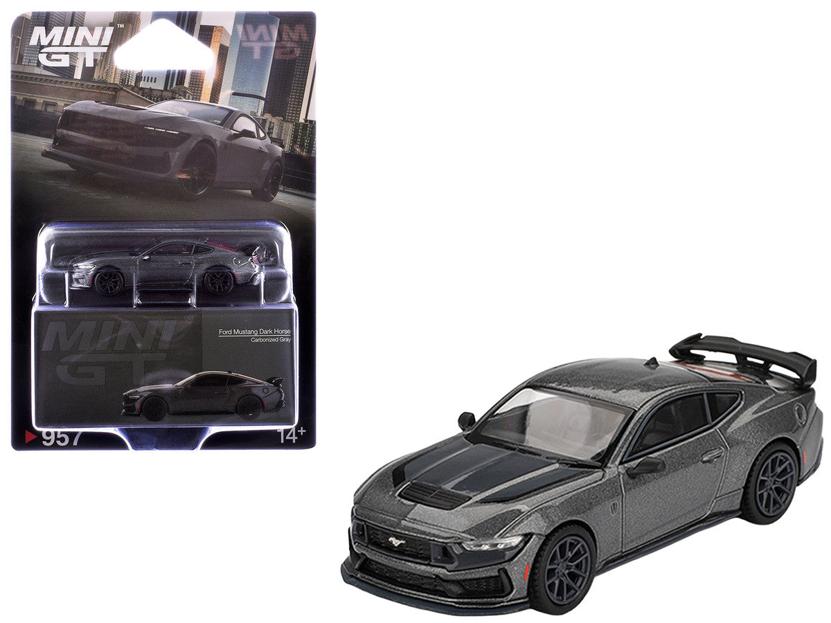 2024 Ford Mustang Dark Horse Carbonized Gray Metallic Limited Edition 1/64 Diecast Model Car by Mini GT