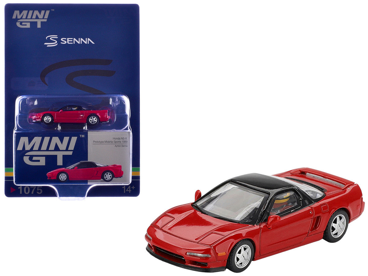 1989 Honda NS-X Prototype "Ayrton Senna - Midship Sports" Red with Black Top and Driver Figure Limited Edition 1/64 Diecast Model Car by Mini GT