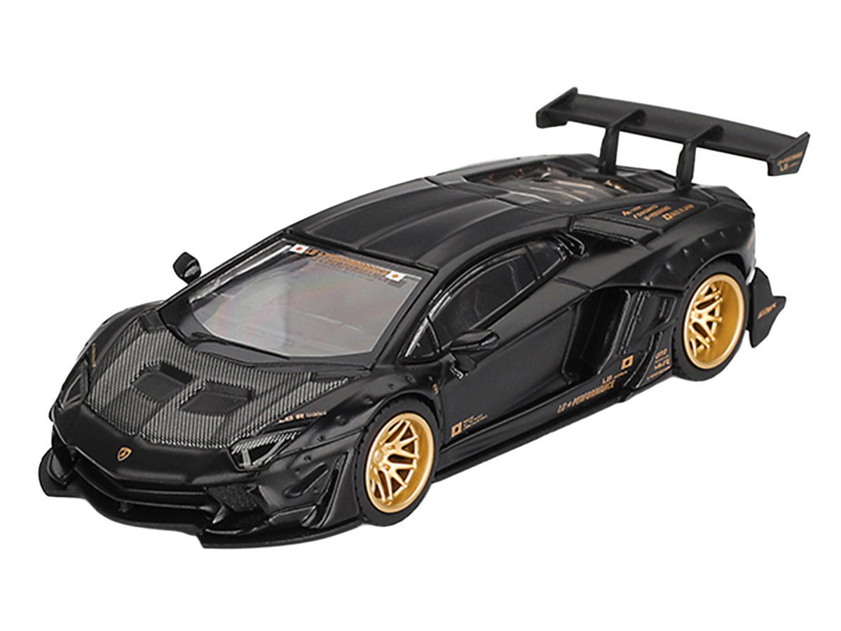 Lamborghini Aventador "LB-Works" Matt Black with Carbon Hood Limited Edition 1/64 Diecast Model Car by Mini GT