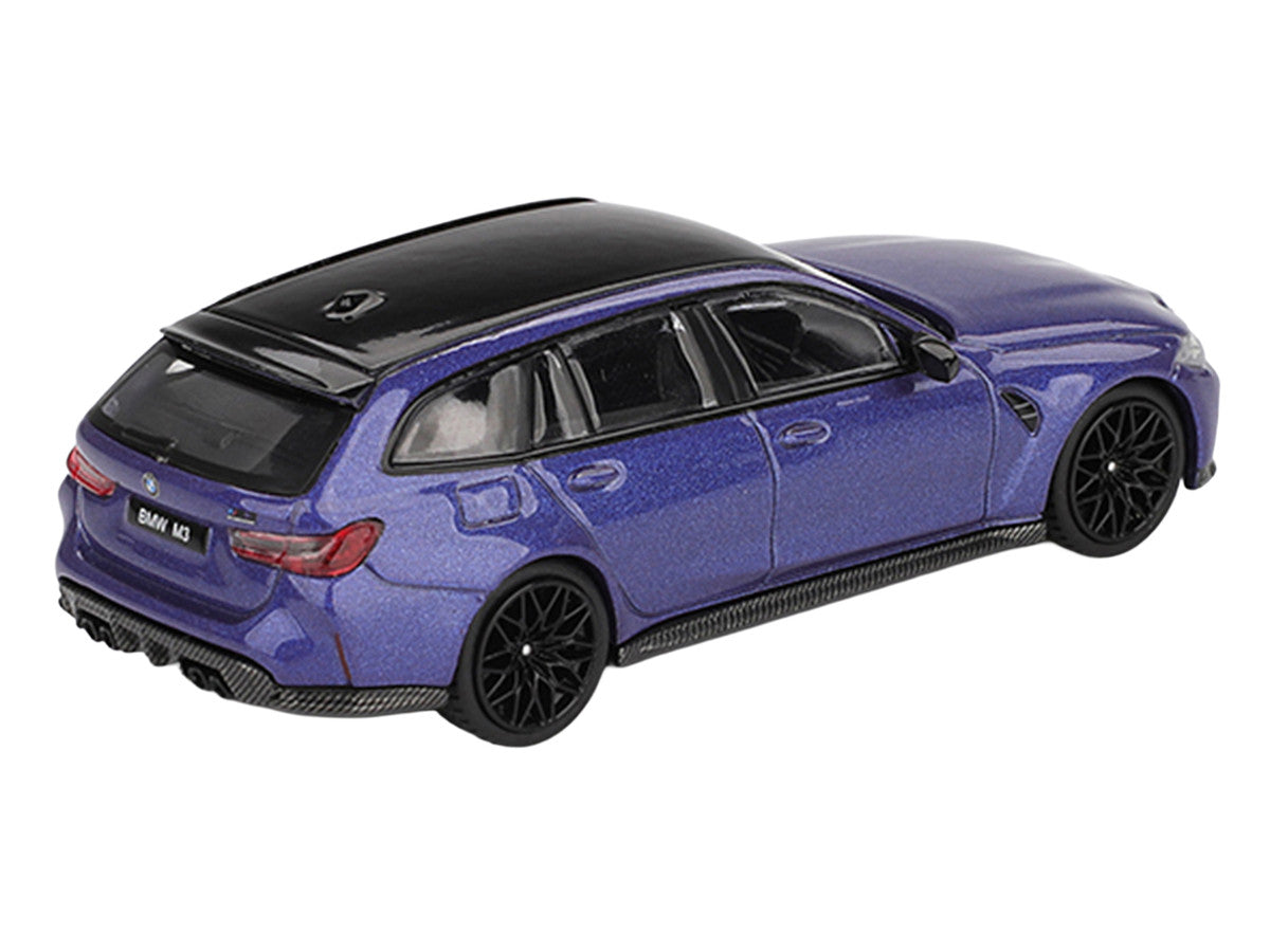 BMW M3 Competition Touring Portimao Blue Metallic with Black Top 1/64 Diecast Model Car by Mini GT
