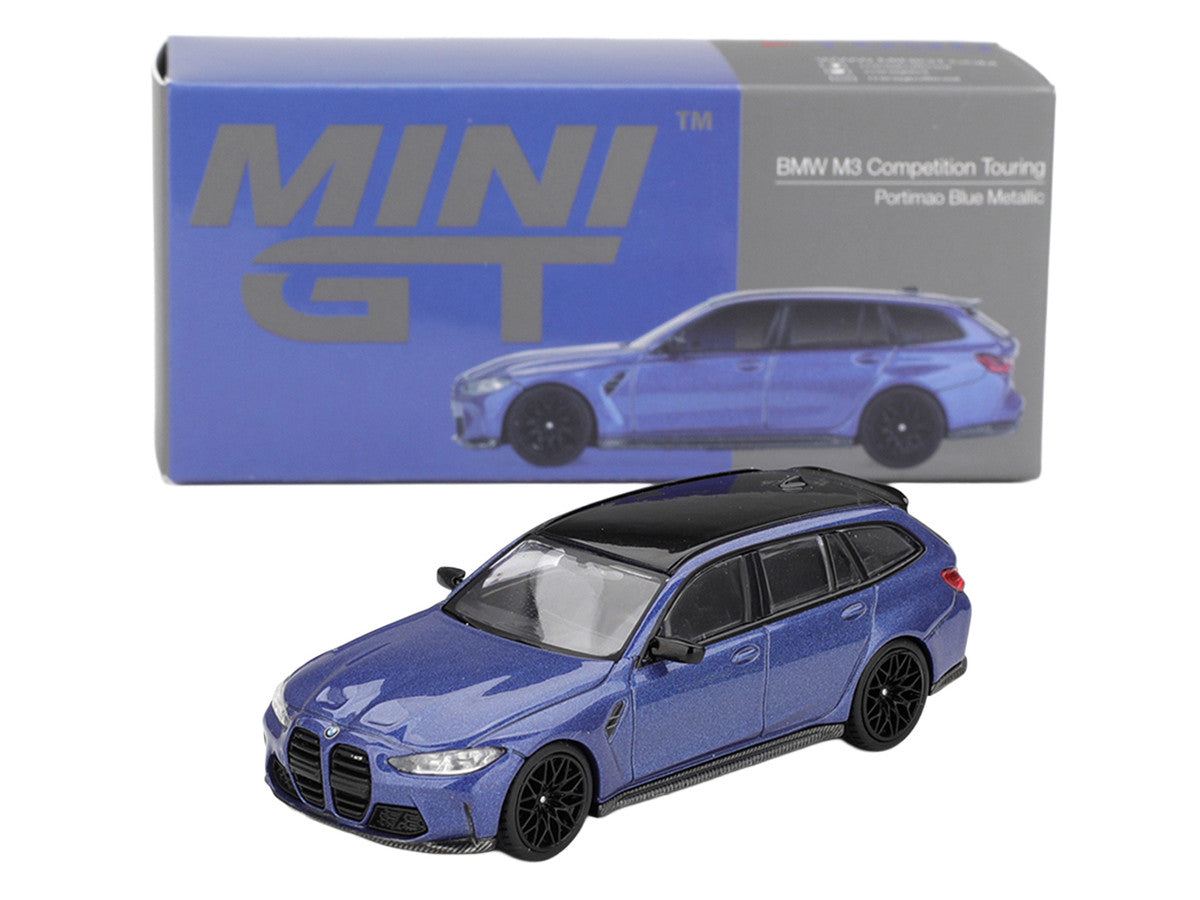BMW M3 Competition Touring Portimao Blue Metallic with Black Top 1/64 Diecast Model Car by Mini GT