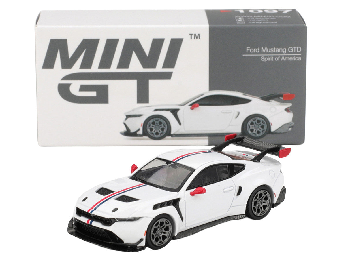 Ford Mustang GTD "Spirit of America" White with Red and Blue Stripes Limited Edition 1/64 Diecast Model Car by Mini GT