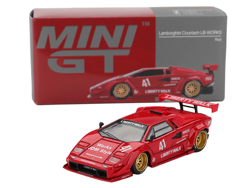 Lamborghini Countach LB-WORKS #41 Red Limited Edition 1/64 Diecast Model Car by Mini GT