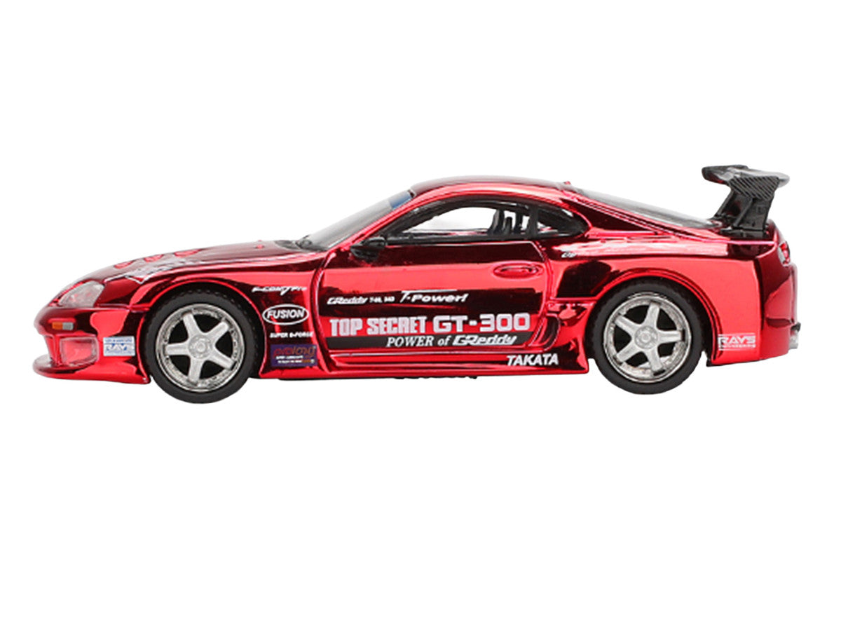 Toyota Supra (A80) Top Secret GT-300 RHD (Right Hand Drive) Red Chrome Limited Edition 1/64 Die Cast Model Car by Mini GT
