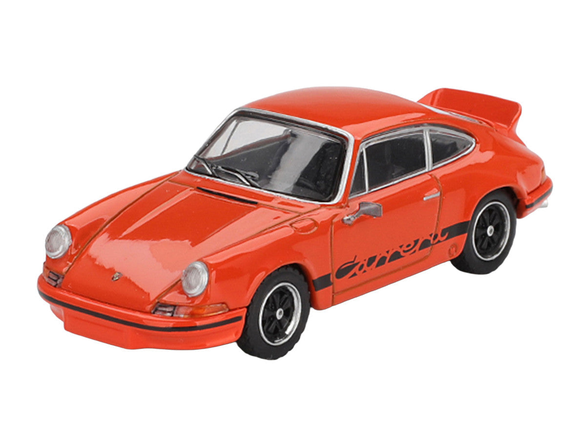Porsche 911 Carrera RS 2.7 Tangerine with Black Stripes Limited Edition 1/64 Diecast Model Car by Mini GT