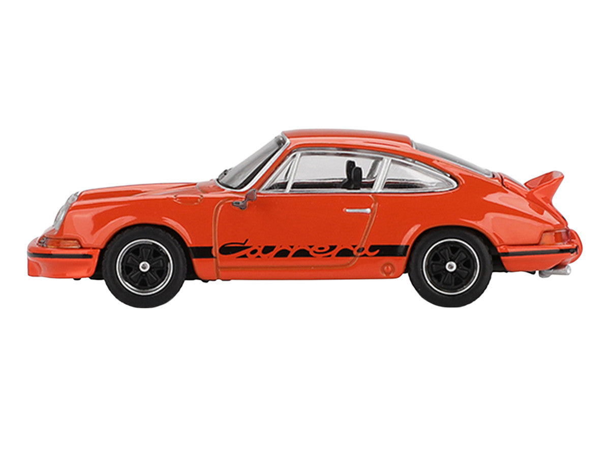 Porsche 911 Carrera RS 2.7 Tangerine with Black Stripes Limited Edition 1/64 Diecast Model Car by Mini GT