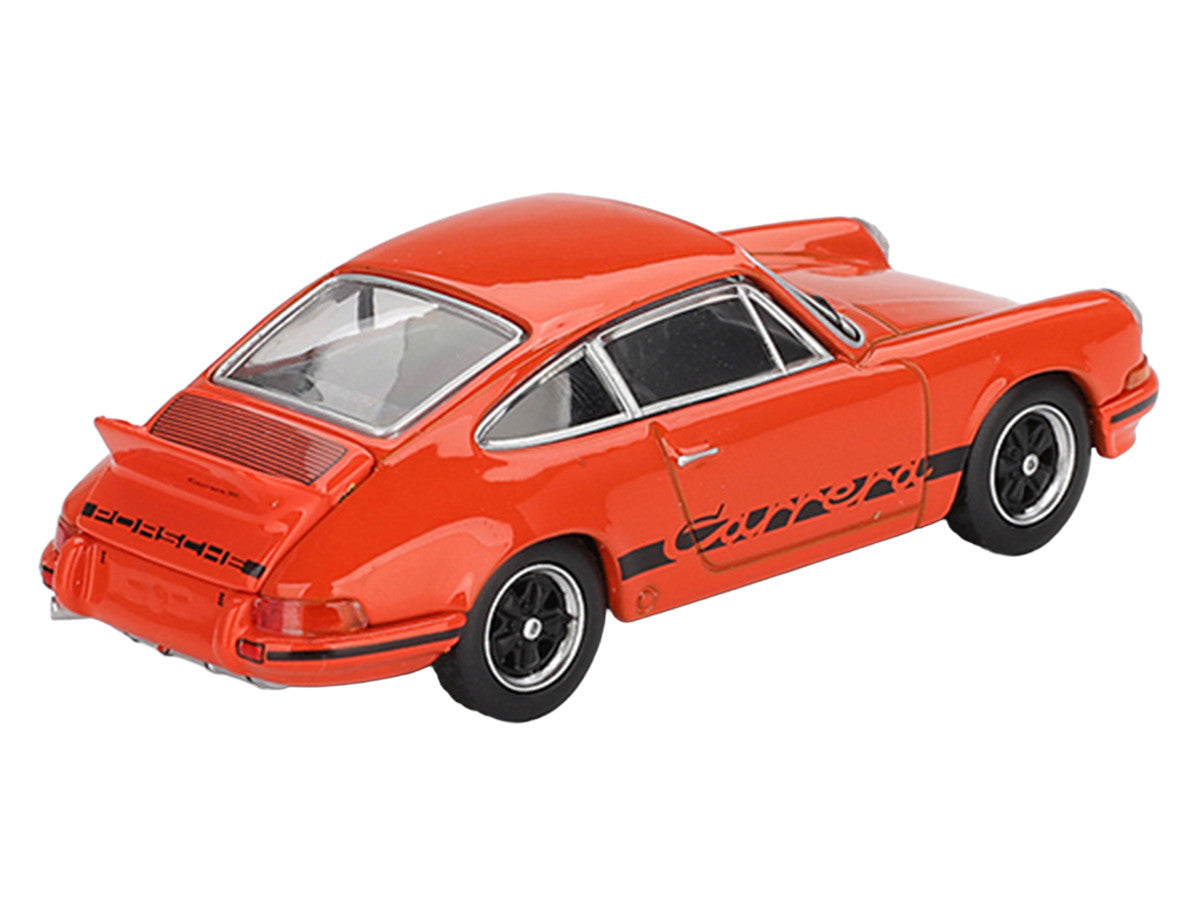 Porsche 911 Carrera RS 2.7 Tangerine with Black Stripes Limited Edition 1/64 Diecast Model Car by Mini GT