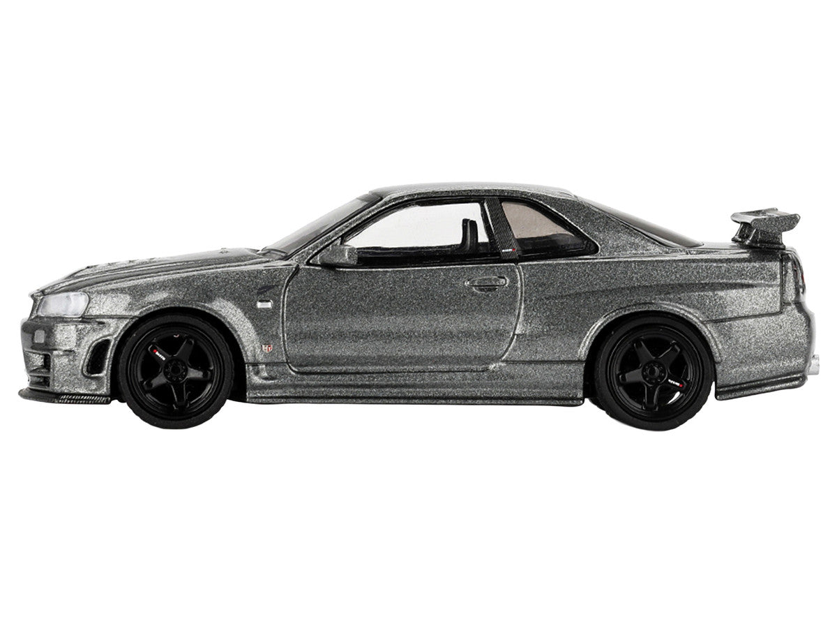 Nissan Skyline GT-R (NISMO BNR34 CRS Version) RHD (Right Hand Drive) Dark Metal Gray Metallic Limited Edition 1/64 Diecast Model Car by Mini GT