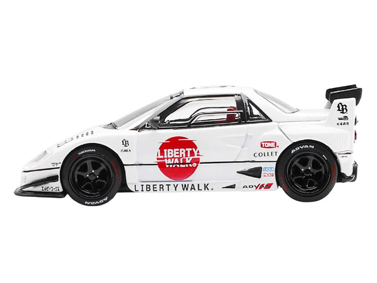 Mazda AZ-1 Liberty Walk LB40 RHD (Right Hand Drive) #58 "LB-Hinomaru" White with Graphics and Red Interior Limited Edition 1/64 Diecast Model Car by Mini GT