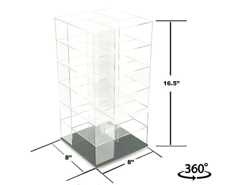 Acrylitower Showcase Large 24 Car Display Desktop Spinner with Cover Clear "Mijo Exclusives" for 1/64 Scale Models