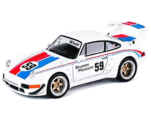 RWB 964 #59 "Brumos Pleasure" White with Red and Blue Stripes "KitGo Base" Series 1/64 Diecast Model Car by Model Model