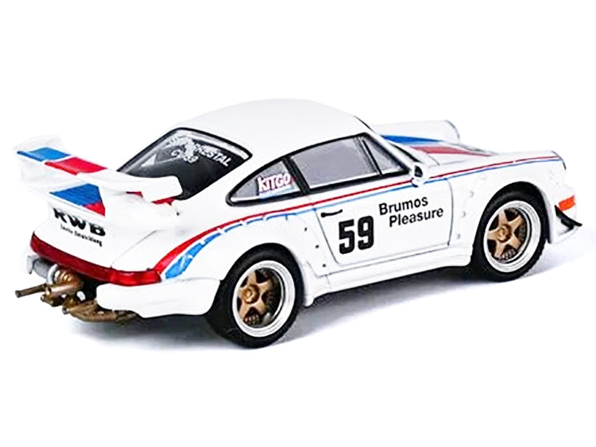 RWB 964 #59 "Brumos Pleasure" White with Red and Blue Stripes "KitGo Base" Series 1/64 Diecast Model Car by Model Model