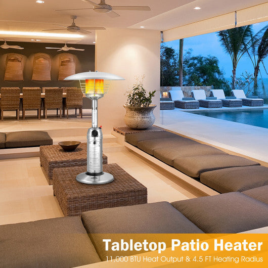 11 000 BTU Portable Tabletop Propane Patio Standing Heater-Black