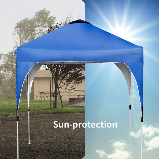 6.6 x 6.6 Feet Outdoor Pop Up Height Adjustable Canopy Tent with Roller Bag-Blue - Color: Blue