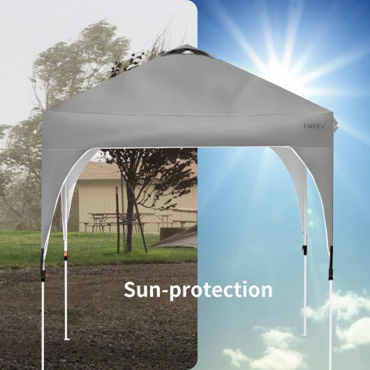 6.6 x 6.6 Feet Outdoor Pop Up Height Adjustable Canopy Tent with Roller Bag-Blue