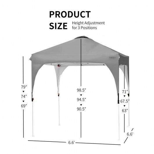 6.6 x 6.6 Feet Outdoor Pop Up Height Adjustable Canopy Tent with Roller Bag-Blue