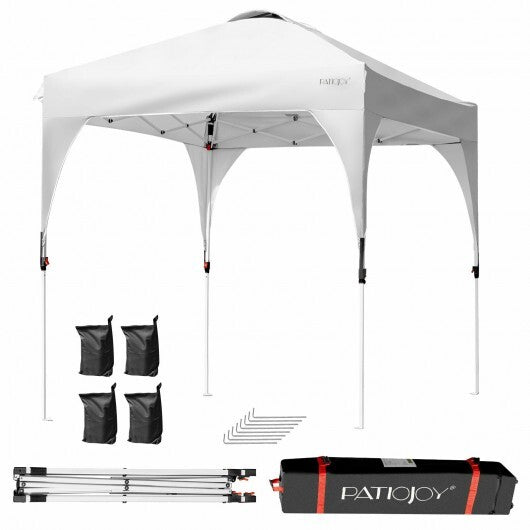 6.6 x 6.6 Feet Outdoor Pop Up Height Adjustable Canopy Tent with Roller Bag-Blue