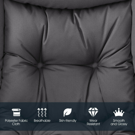 Modern Polyester Fabric Lazy Chair with Steel Frame and Side Pocket-Gray - Color: Gray