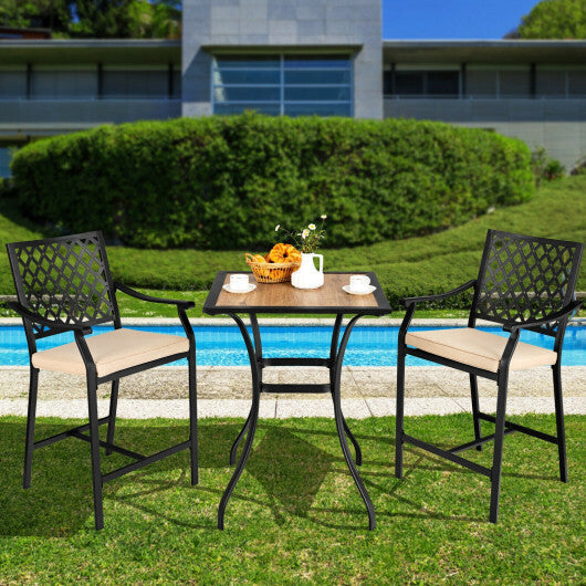 Patio Square Bar Table for Garden Backyard - Color: Black