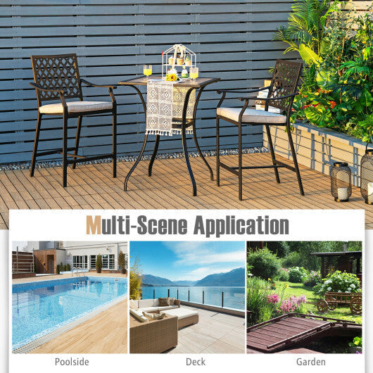 Patio Square Bar Table for Garden Backyard - Color: Black
