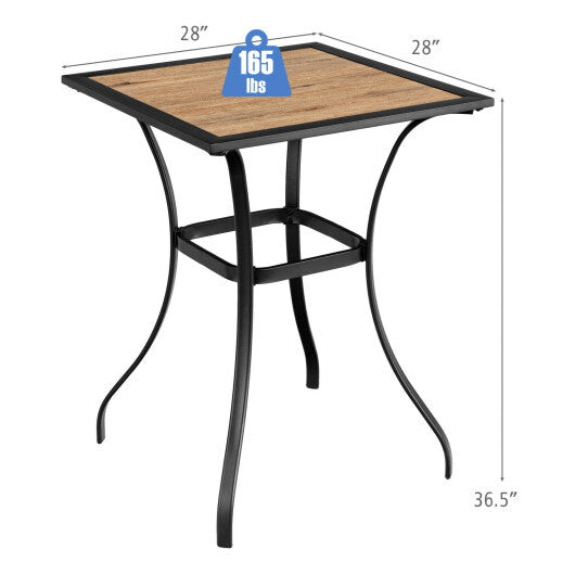 Patio Square Bar Table for Garden Backyard - Color: Black