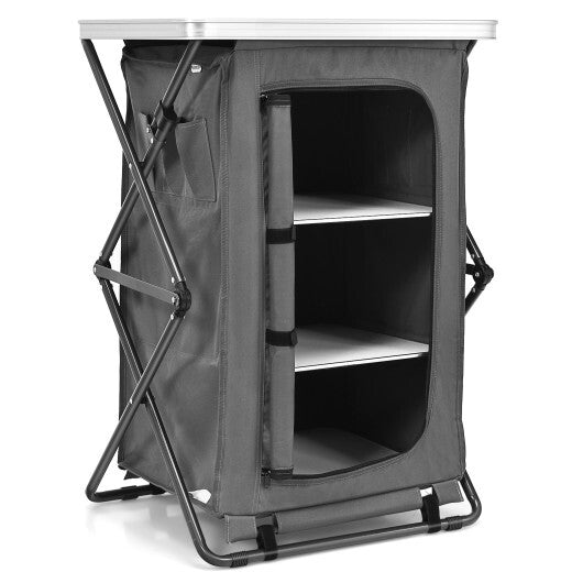 Folding Camping Storage Cabinet with 3 Shelves and Carry Bag-XL