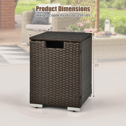 2-in-1 Patio Rattan Gas Propane Tank Cover for 20 lbs Propane Tanks-Black