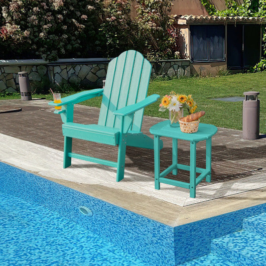 Outdoor Adirondack Chair with Built-in Cup Holder for Backyard Porch-Gray